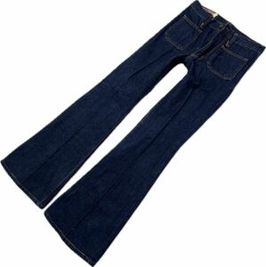 80s * BOBSON LOT42 550 dark blue boots cut jeans bush pants bell bottom Denim pants W28 men's Vintage Bobson #Ja7477