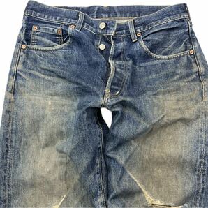 LEVIS ☆ 503B ☆ BIGE レプリカ デニムパンツ 渋い 無骨 ダメージ セルビッチ ジーンズ W32 アメカジ ストリート 古着 リーバイス■Ja7396の画像6