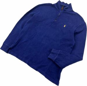 POLO RALPH LAUREN ☆ ブルーネイビー ハーフジップ スウェット シャツ トレーナー S アメカジ 大人カジュアル ポロラルフローレン■EB290