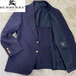1 иен ~ [ прекрасный товар! редкий!] Burberry BURBERRY мужской tailored jacket linen100 чистый linen золотой кнопка темно-синий пятно L соответствует 