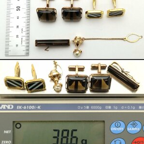 おたからや◆K18/750/14K 刻印あり カフス,タイピン 計4点 天然石 真珠 アクセサリー【◎B-A62527-1】の画像10