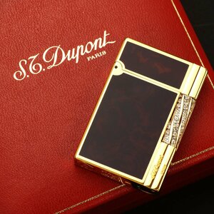S.T Dupont デュポン ガスライター ゴールド×ブラウン 箱付き ※着火未確認 ◆おたからや【C-A68205】同梱-2