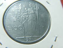外国・イタリア／１００リレ・ステンレススチール貨（1971年）　24040803_画像3