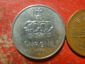 外国・ノルウェー／１クローネ白銅貨（1975年）　24040803