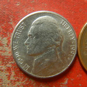 外国・USA／ジェファーソン５セント白銅貨（1991年D） 240411の画像1