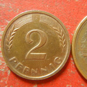 外国・西ドイツ／２ペニヒ銅張りスチール貨（1964年F） 240411の画像2