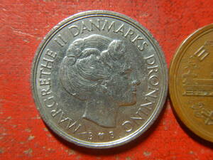 外国・デンマーク／１クローネ白銅貨：マルグレーテ２世（1979年）　240413