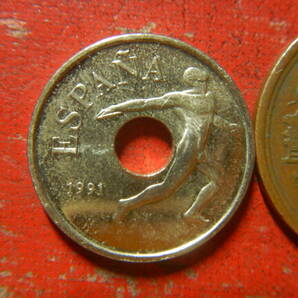 外国・スペイン／２５ペセタ・アルミニウム青銅貨：バルセロナオリンピック記念（1991年） 24042103の画像1