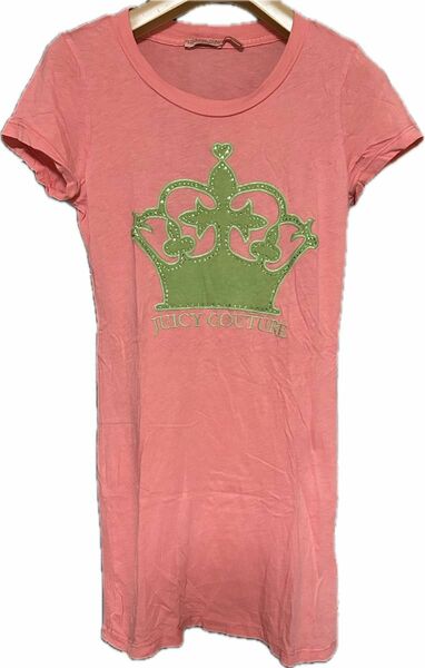 美品 JUICY COUTURE(ジューシークチュール) ロングTシャツワンビース ピンク ロゴ
