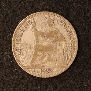仏領インドシナ 10セント銀貨（1929）[E2585]コイン、フランス、ベトナム、カンボジア