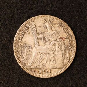 KM#16/仏領インドシナ 10セント銀貨（1921）[E2587]コイン、フランス、ベトナム、カンボジア