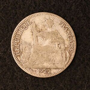 KM#16/仏領インドシナ 10セント銀貨（1922）[E2589]コイン、フランス、ベトナム、カンボジア