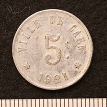 【緊急貨幣】フランス カーン 5サンチームアルミ貨（1921）[E4019]コイン、ノートゲルド_画像2