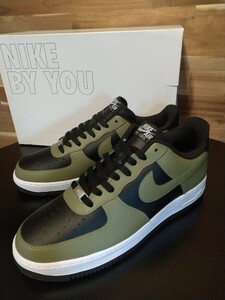 未使用品 NIKE ナイキ エアフォース1 LOW By You カスタムシューズ US10.5 28.5cm オリーブグリーン×ブラック×ホワイト スニーカー 