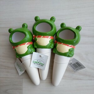  automatic waterer potted plant etc. frog ceramics 3 piece set gardening supplies unused goods 