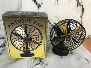 浜/ANTIQUE FAN/卓上ファン/小型扇風機/LG138-A/ブラック/扇風機/コード欠品/箱付き/動作確認済み/浜3.21-78森