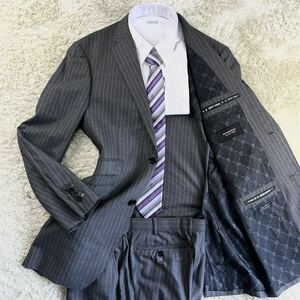  overwhelming presence * XL size * Burberry Black Label [. person. manner .]BURBERRY BLACK LABEL suit monogram * present tag * gray 