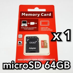 マイクロSDカード 64GB 1枚 class10 OUIO RED-GOLD 高速 1個