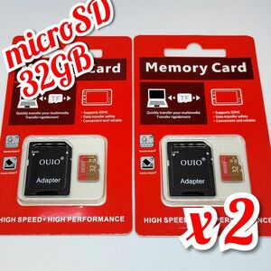 マイクロSDカード 32GB 2枚 class10 OUIO RED-GOLD 高速 2個