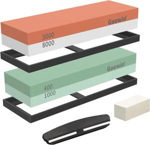 Goowin 砥石 包丁研ぎ石 両面砥石 包丁研ぎ砥石 セット 荒砥石#400/中砥石#1000/仕上砥石#3000/超仕上砥石#