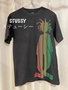 STUSSY ステューシー シャドーマン Tシャツ ブラック ラスタカラー ロサンゼルス