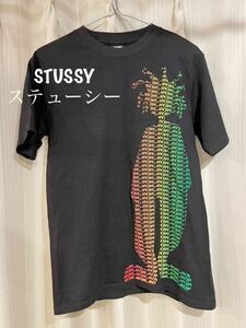 STUSSY ステューシー シャドーマン Tシャツ ブラック ラスタカラー ロサンゼルス 