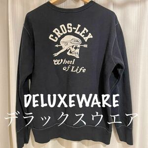 DELUXEWARE デラックスウエア 最高密度スウェット スカル ミリタリー カレッジデザイン 裏起毛 ヘビーウェイト トレーナー スウェット USM