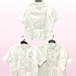 bw_2426k 3枚セット 栃木県 私立 作新学院高校 女子用 すべてLLサイズ 夏服 半袖 ボタンダウン ブラウス 女子制服の画像1