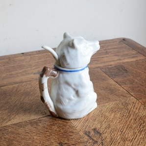 アンティーク家具雑貨オブジェ ヴィンテージテーブルウェア 犬デザイン 陶器 フラワーベース いぬ イヌ マスタードポットの画像3