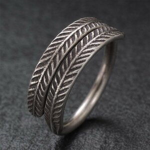 25 number ~29 number adjustment Curren group silver ring 9 number ~29 number free size ring wide width men's lady's feather writing sama SV950 a07-74