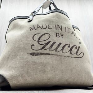 ■美品/大容量■GUCCI グッチ トートバッグ メンズ ビジネス ショルダー キャンバス レザー ポーチ付き ブラウン