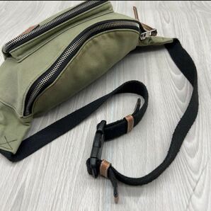 1円■極美品■LOEWE ロエベ バムバッグ ボディバッグ キャンバス アナグラム レザー パッチ メンズ ビジネス カーキの画像7