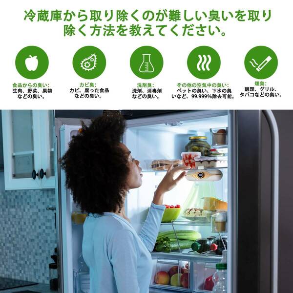O3テクノロジー 冷蔵庫用消臭剤 - 充電式・臭いと細菌を除去