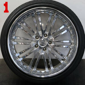 売り切り! 中古ホイール クラウン マジェスタ AUTO COUTURE F20x9 +38 R20x10 +42 20インチアルミホイールタイヤ付き4本セット！ 5H114.3の画像2