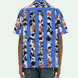 Off-White オフホワイト stripes flower print Holiday shirtストライプ フラワープリント ホリデーシャツ アロハシャツ 半袖 開襟 サイズLの画像2