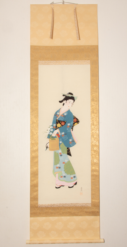 [العمل الأصيل] مجلد الحرير لكيوهيكو إيشيكاوا, لوحة من النساء الجميلات, calliflora, التمرير شنقا, شخص من آيتشي, تلوين, اللوحة اليابانية, شخص, بوديساتفا