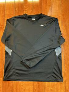 NIKE ナイキ DRI-FIT ロングTシャツ 長袖 ワンポイント XL 黒