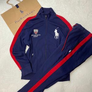  beautiful goods POLO RALPH LAUREN Polo Ralph Lauren setup jersey sweat big po knee embroidery navy navy blue jersey pants 