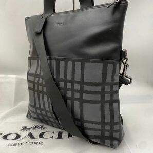 【新品】COACH コーチ トートバッグ チャールズ フォルドオーバー ビジネス 2way 黒 メンズ レザー A4収納 ショルダー F11176 チェックの画像1