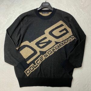  rare XL/ unused class DOLCE&GABBANA Dolce & Gabbana big Logo knitted sweater long sleeve wool cotton charcoal gray D&G Dolce&Gabbana 