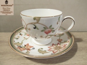 〓WEDGWOOD ウェッジウッド オベロン ティーカップ＆ソーサー C&S コーヒーカップ 廃盤 金縁 洋食器　ξ