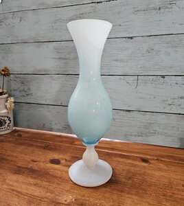 フランスアンティーク オパリンガラス 花瓶 一輪挿し グラス 花器 フラワーベース オパールセントガラス フレンチ カフェ インテリア