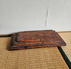 日本のアンティーク 三段 飾り台 花台 木製 置き台 装飾 ディスプレイ 店舗什器 古民家 インテリア 古材 古木