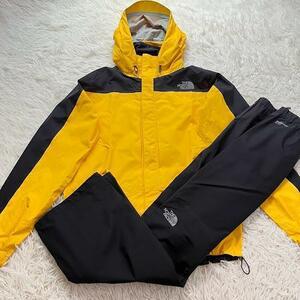 THE NORTH FACE ノースフェイス レインテックスプラズマ セットアップ レインウェア メンズ L イエロー ゴアテックス GORE-TEX 通勤 登山