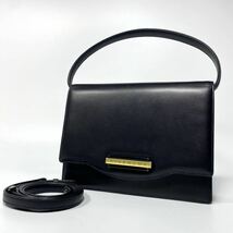 0167【希少モデル】GIVENCHY ジバンシー ハンドバッグ ショルダーバッグ 2way フォーマル 冠婚葬祭 レザー フラップ 切替 ブラック 黒_画像1