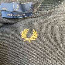 FRED PERRY フレッドペリー/英国製 半袖 ポロシャツ 42/月桂樹 金ロゴ刺繍 鹿の子シャツ/ブラック/イングランド製/ヒットユニオン ストア_画像3