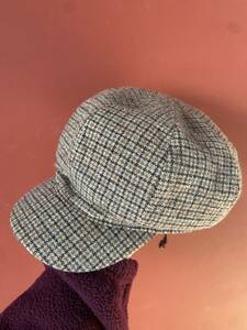 未使用 OVERRIDE ENGLAND MOON 100％毛 キャスケット チェック 栗原 帽子 サイズ57-59センチ