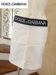 美品 Dolce & Gabbana(ドルチェ＆ガッバーナ)★イタリア製 黒×白　ロゴ　スカート　42　M相当