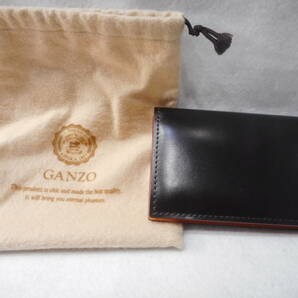 ◇GANZO ガンゾ 高級レザー カード入れ 名刺入れ 本革 日本製 ブラック 小物 保存袋入り 箱無し 保管品の画像1