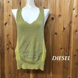 DIESEL＊ディーゼル レディースXXS ノースリーブ パーカー トップス ロゴ刺繍 レーヨン×ポリ 古着